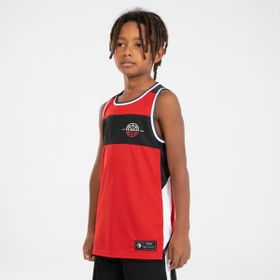 Decathlon Tarmak Çocuk Siyah Kırmızı T500R Çift Taraflı Kolsuz Basketbol Forması