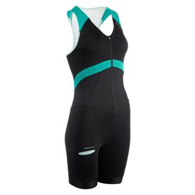 Decathlon Van Rysel Siyah Yeşil SD Kadın Triatlon Trisuiti