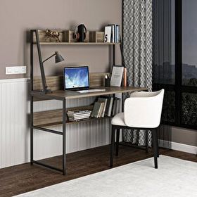 Deconode Majestic Kahverengi Raflı Çalışma Masası