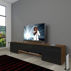 Decoraktiv 1E1 MDF 180 Ceviz Siyah Tv Ünitesi