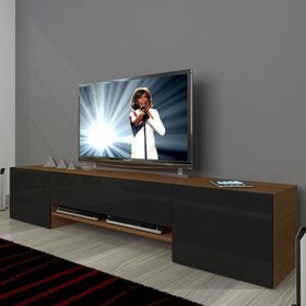 Decoraktiv 1E1SLM Ceviz Siyah Tv Ünitesi Tv Sehpası