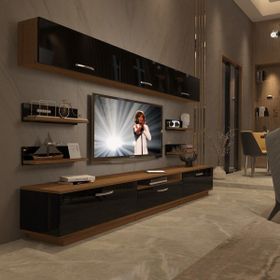 Decoraktiv 1E3 MDF 160 Ceviz Siyah Tv Ünitesi