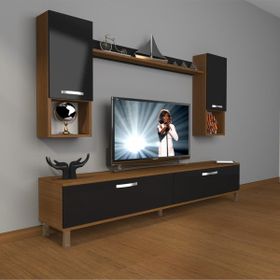 Decoraktiv 1E3 MDF 180 Ceviz Siyah Tv Ünitesi