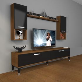 Decoraktiv 1E3 MDF 180 Ceviz Siyah Tv Ünitesi
