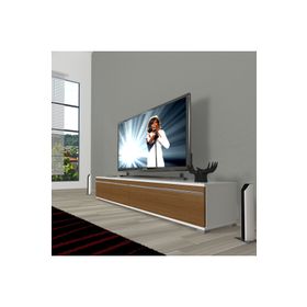 Decoraktiv Beyaz Antrasit Eko 140T Mdf Krom Ayaklı Tv Ünitesi