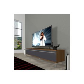 Decoraktiv Ceviz Antrasit Eko 140 T Mdf Krom Ayaklı Tv Ünitesi
