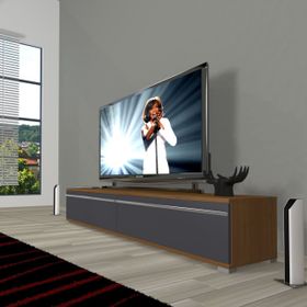 Decoraktiv Ceviz Antrasit Eko 140 T Mdf Krom Ayaklı Tv Ünitesi