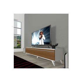 Decoraktiv Ceviz Beyaz Eko 140 T Mdf Retro Tv Ünitesi