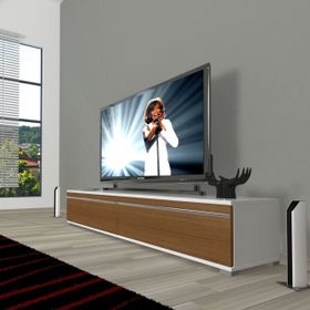 Decoraktiv Ceviz Beyaz Eko 140T Mdf Krom Ayaklı Tv Ünitesi
