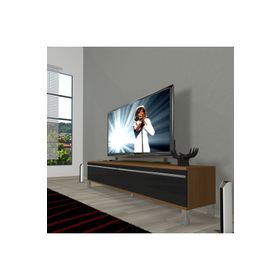 Decoraktiv Ceviz Siyah Eko 140 T Mdf Krom Ayaklı Tv Ünitesi