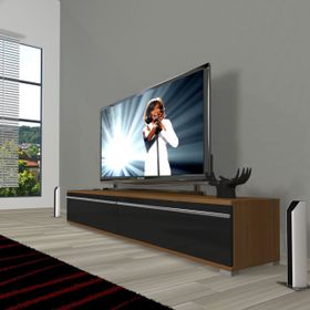 Decoraktiv Ceviz Siyah Eko 140 T Mdf Krom Ayaklı Tv Ünitesi