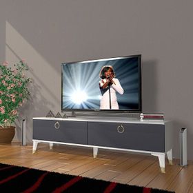 Decoraktiv Eko 140 Mdf Std Gold Beyaz Antrasit TV Sehpa Ünitesi