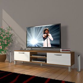 Decoraktiv Eko 140 Slm Dvd Krom Ayaklı Beyaz Ceviz Tv Sehpa Ünitesi