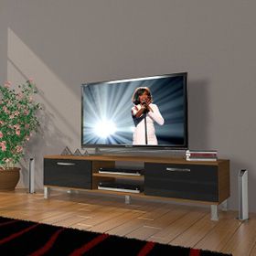 Decoraktiv Eko 140 Slm Dvd Krom Ayaklı Ceviz Siyah Tv Sehpa Ünitesi