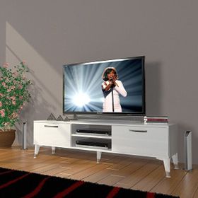 Decoraktiv Eko 140 SLM DVD Silver Parlak Beyaz TV Ünitesi