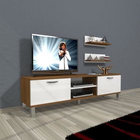 Decoraktiv Eko 150 MDF DVD Krom Ayaklı Ceviz Beyaz Tv Ünitesi