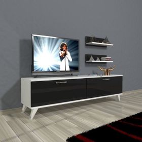 Decoraktiv Eko 150 MDF STD Retro Beyaz Siyah Tv Ünitesi