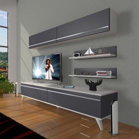 Decoraktiv Eko 150 MDF STD Retro Beyaz Siyah Tv Ünitesi