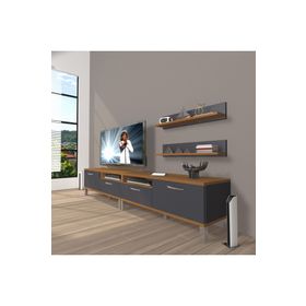 Decoraktiv Eko 200R Mdf Krom Ayaklı Ceviz Antrasit Tv Ünitesi