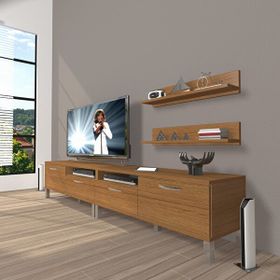 Decoraktiv Eko 200R MDF Krom Ayaklı Naturel Ceviz TV Ünitesi