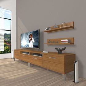 Decoraktiv Eko 200R MDF Krom Ayaklı Naturel Ceviz TV Ünitesi