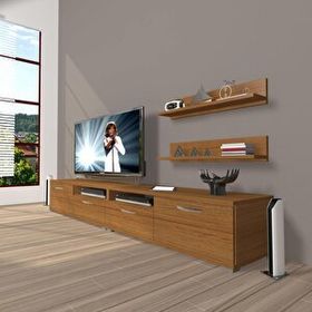 Decoraktiv Eko 200R MDF Krom Ayaklı Naturel Ceviz TV Ünitesi