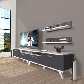 Decoraktiv Eko 200R Mdf Retro Beyaz Antrasit Tv Ünitesi