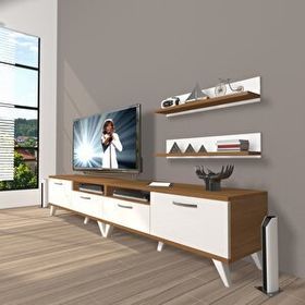 Decoraktiv Eko 200R Mdf Retro Beyaz Ceviz Tv Ünitesi
