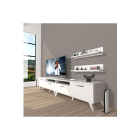 Decoraktiv Eko 200R Mdf Retro Parlak Beyaz Tv Ünitesi