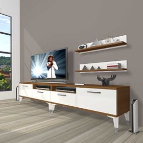 Decoraktiv Eko 200R Mdf Silver Beyaz Ceviz TV Sehpa Ünitesi