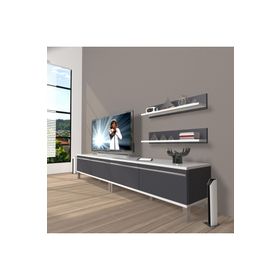 Decoraktiv Eko 200T Mdf Krom Ayaklı Beyaz Antrasit Tv Ünitesi