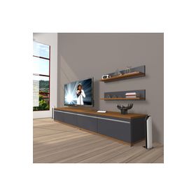 Decoraktiv Eko 200T Mdf Krom Ayaklı Ceviz Antrasit Tv Ünitesi