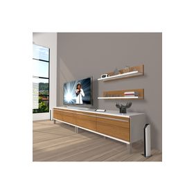 Decoraktiv Eko 200T Mdf Krom Ayaklı Ceviz Beyaz Tv Ünitesi
