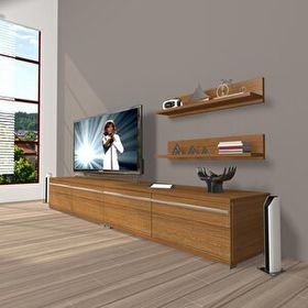 Decoraktiv Eko 200T MDF Krom Ayaklı Naturel Ceviz TV Ünitesi
