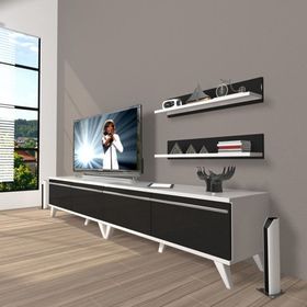 Decoraktiv Eko 200T Mdf Retro Beyaz Siyah Tv Ünitesi