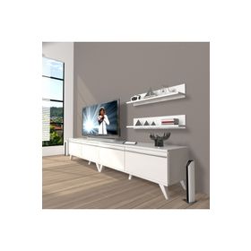 Decoraktiv Eko 200T Mdf Retro Parlak Beyaz Tv Ünitesi
