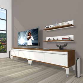 Decoraktiv Eko 200T Mdf Silver Beyaz Ceviz TV Sehpa Ünitesi