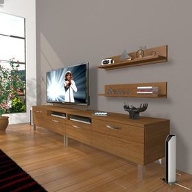 Decoraktiv Eko 220R MDF Krom Ayaklı Naturel Ceviz Tv Ünitesi