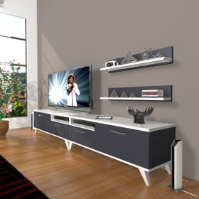 Decoraktiv EKO 220R MDF Retro Beyaz Antrasit TV Ünitesi