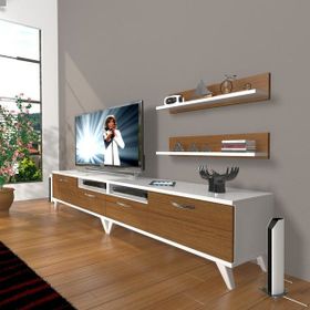 Decoraktiv Eko 220R MDF Retro Beyaz Ceviz Tv Ünitesi