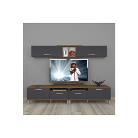 Decoraktiv Eko 220R SLM Krom Ayaklı Ceviz Siyah Tv Ünitesi