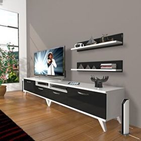 Decoraktiv Eko 220R SLM Retro Beyaz Siyah Tv Ünitesi