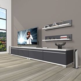 Decoraktiv Eko 220T MDF Beyaz Antrasit TV Ünitesi