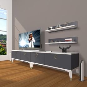 Decoraktiv Eko 220T MDF Gold Beyaz Antrasit TV Ünitesi