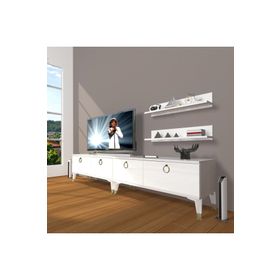 Decoraktiv Eko 220T MDF Gold Parlak Beyaz TV Ünitesi