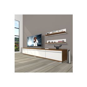 Decoraktiv Eko 220T Mdf Krom Ayaklı Ceviz Beyaz Tv Ünitesi