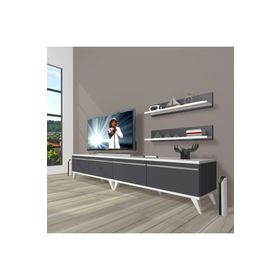 Decoraktiv Eko 220T MDF Retro Beyaz Antrasit TV Ünitesi