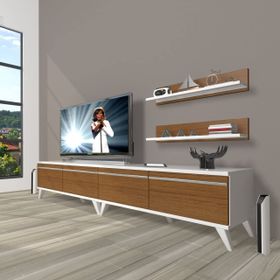 Decoraktiv Eko 220T MDF Retro Beyaz Ceviz TV Ünitesi