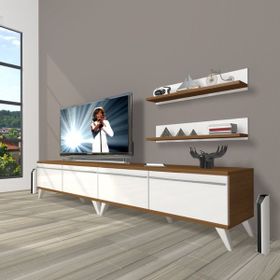 Decoraktiv Eko 220T MDF Retro Beyaz Ceviz TV Ünitesi