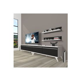 Decoraktiv Eko 220T Mdf Retro Beyaz Siyah Tv Ünitesi